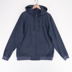 Travis Mathew Balboa Jacket Mens L Blue Full Zip Hooded Golf Performance Stretch